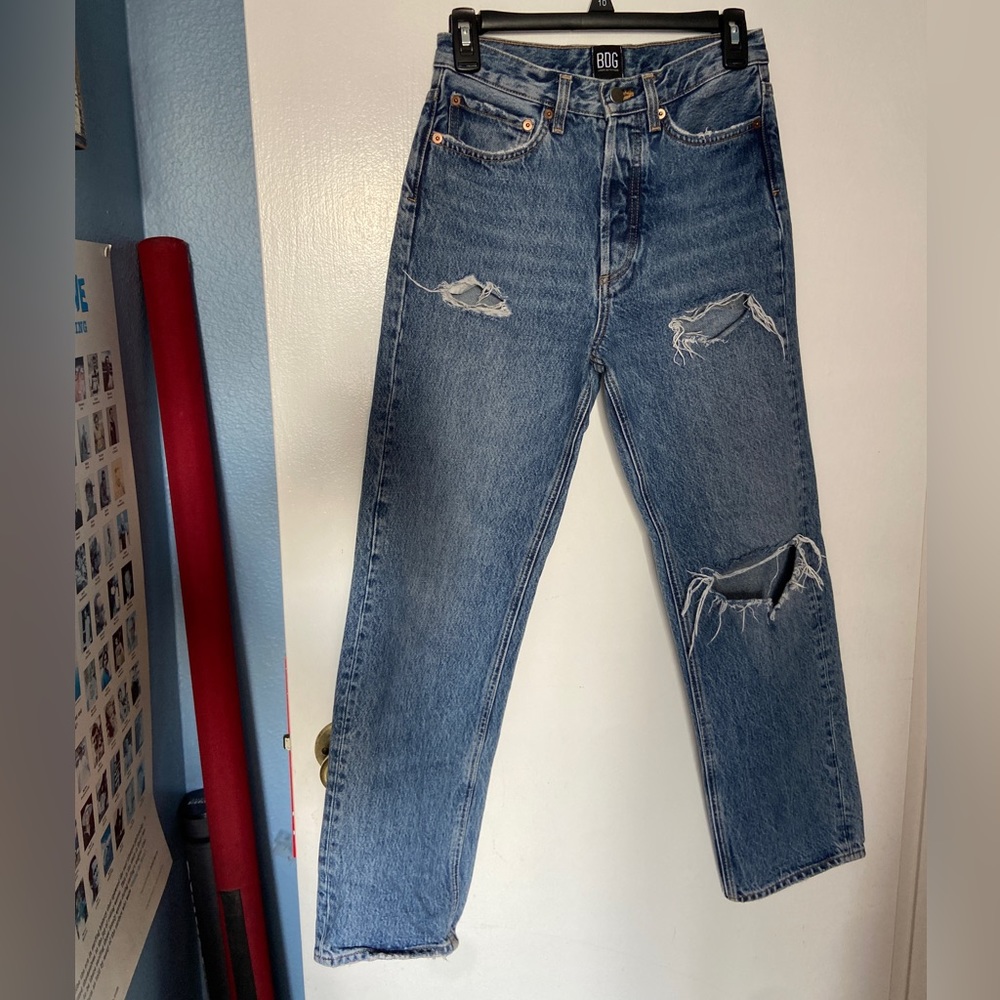 urban outfitters bdg distressed high rise straight leg jean
